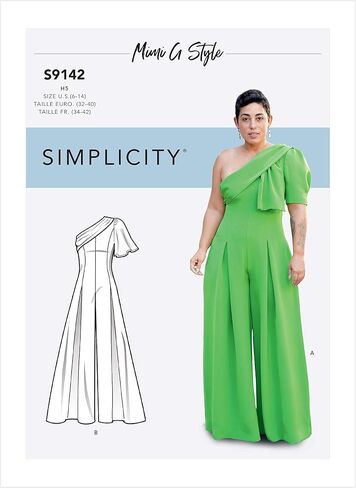 Simplicity Sewing Pattern S9142 - Misses' Jumpsuit with One Shoulder Drape, Size: H5 (6-8-10-12-14) in Saudi Arabia