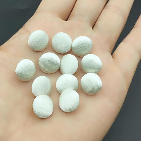 30pcs White Satin Cloth Buttons with Metal Shank Bridal Wedding Dress Satin Buttons 1/2 Inch (12.5mm) in Saudi Arabia