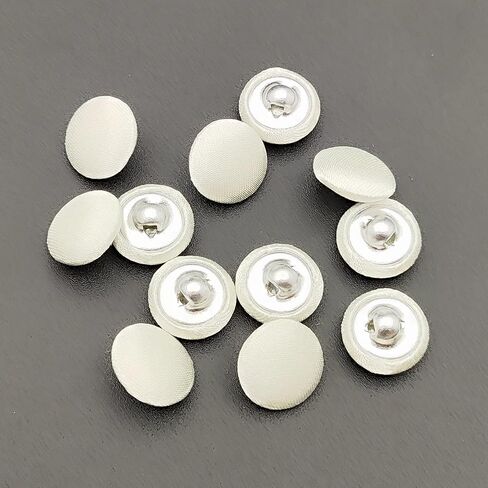 30pcs White Satin Cloth Buttons with Metal Shank Bridal Wedding Dress Satin Buttons 1/2 Inch (12.5mm) in Saudi Arabia