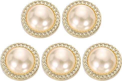 HARFINGTON 5pcs 40L Gold Faux Pearl Buttons 25mm 1" Plastic Round Sewing Button Replacement Craft Fastener for Coats Clothing DIY Decoration Crafts #3 in Saudi Arabia
