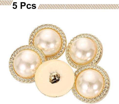 HARFINGTON 5pcs 40L Gold Faux Pearl Buttons 25mm 1" Plastic Round Sewing Button Replacement Craft Fastener for Coats Clothing DIY Decoration Crafts #3 in Saudi Arabia
