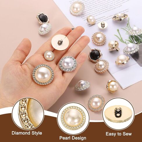 HARFINGTON 5pcs 40L Gold Faux Pearl Buttons 25mm 1" Plastic Round Sewing Button Replacement Craft Fastener for Coats Clothing DIY Decoration Crafts #3 in Saudi Arabia