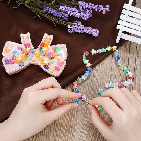500 PCS حبات شكل النجوم ، تجويف أكريليك ملون ملون حبات فضفاضة لطيف ، AB حبة ملونة لسوار الصداقة DIY مركبة المجوهرات in Saudi Arabia