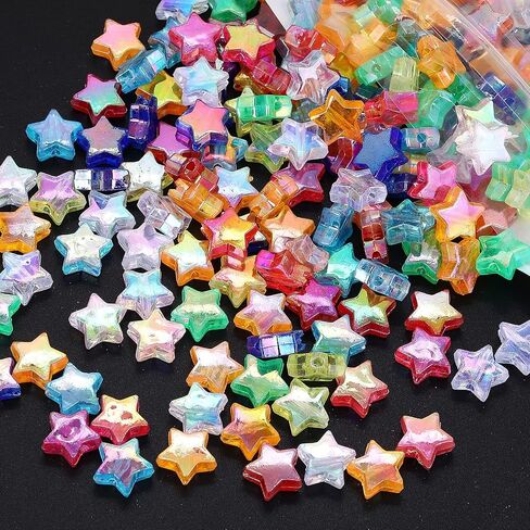 500 PCS حبات شكل النجوم ، تجويف أكريليك ملون ملون حبات فضفاضة لطيف ، AB حبة ملونة لسوار الصداقة DIY مركبة المجوهرات in Saudi Arabia