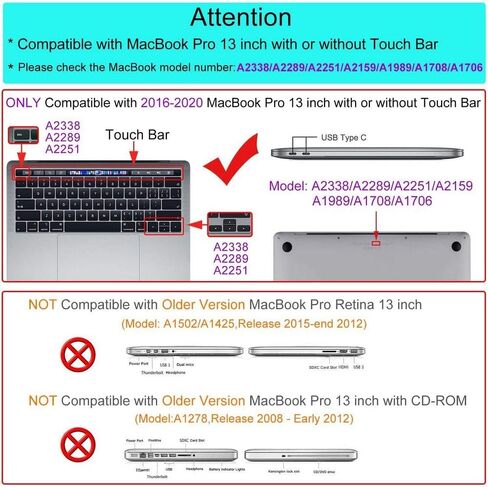 Mingdao متوافق مع MacBook Pro 13 بوصة ، قذيفة واقية صلبة مع غطاء لوحة المفاتيح (M1 A2338 A2289 A2251 A2159 A1989 A1706 A1708 ، 2016-2020 الإصدار) - Highland Cow - MC8084 in Kuwait