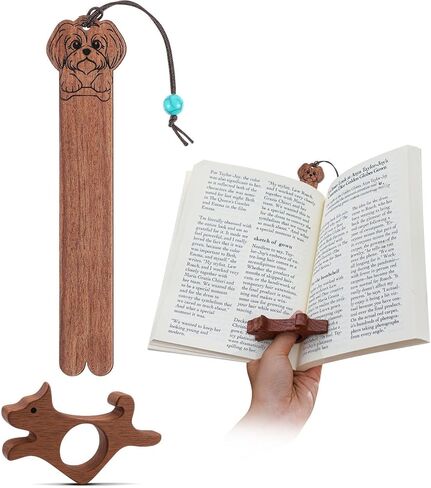 2 PCS Walnut Dog Book Book Holder ومجموعة الإشارة المرجعية ، وإشارات مرجعية يدوي in Saudi Arabia