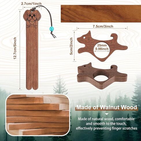2 PCS Walnut Dog Book Book Holder ومجموعة الإشارة المرجعية ، وإشارات مرجعية يدوي in Saudi Arabia