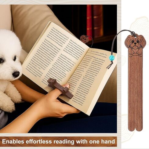 2 PCS Walnut Dog Book Book Holder ومجموعة الإشارة المرجعية ، وإشارات مرجعية يدوي in Saudi Arabia
