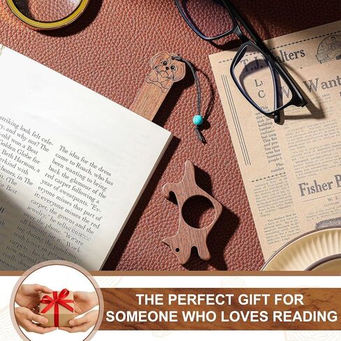 2 PCS Walnut Dog Book Book Holder ومجموعة الإشارة المرجعية ، وإشارات مرجعية يدوي in Saudi Arabia