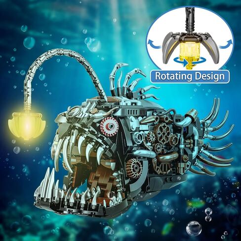 مجموعات بناء الأسماك الميكانيكية للأسماك للبالغين ، متوافقة مع LEGO ، لعبة Animal Animal Creative لديكور المكاتب المنزلية ، هدية STEM للأولاد 8-14 in Saudi Arabia