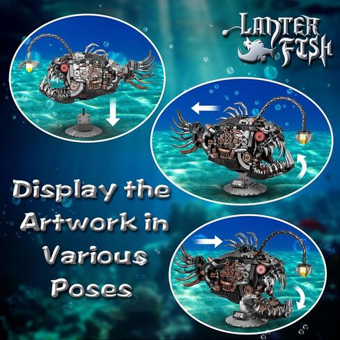 مجموعات بناء الأسماك الميكانيكية للأسماك للبالغين ، متوافقة مع LEGO ، لعبة Animal Animal Creative لديكور المكاتب المنزلية ، هدية STEM للأولاد 8-14 in Saudi Arabia