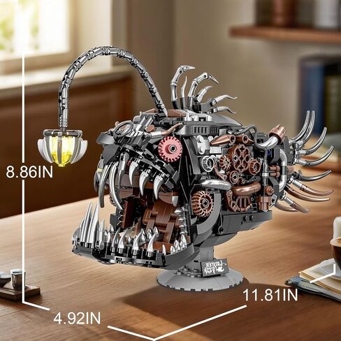 مجموعات بناء الأسماك الميكانيكية للأسماك للبالغين ، متوافقة مع LEGO ، لعبة Animal Animal Creative لديكور المكاتب المنزلية ، هدية STEM للأولاد 8-14 in Saudi Arabia