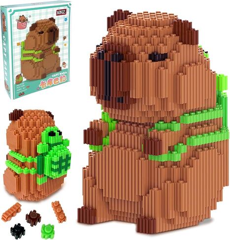 لبنات بناء Capybara ، 1606 PCS مجموعات لبنة Capybara Mini ، لبنات Capibara Micro مع السلاحف ، هدايا عيد ميلاد الحفلات للبالغين in Saudi Arabia