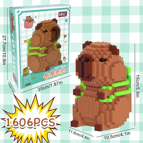 لبنات بناء Capybara ، 1606 PCS مجموعات لبنة Capybara Mini ، لبنات Capibara Micro مع السلاحف ، هدايا عيد ميلاد الحفلات للبالغين in Saudi Arabia