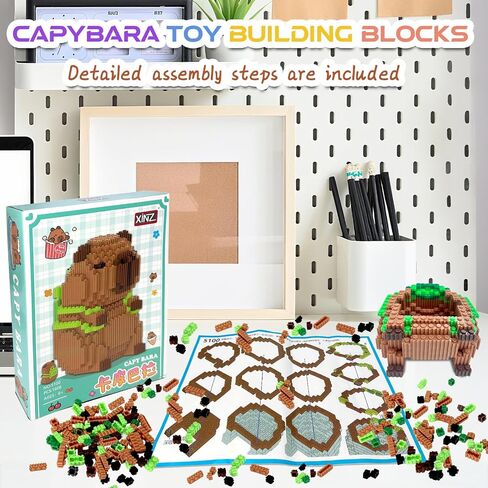 لبنات بناء Capybara ، 1606 PCS مجموعات لبنة Capybara Mini ، لبنات Capibara Micro مع السلاحف ، هدايا عيد ميلاد الحفلات للبالغين in Saudi Arabia