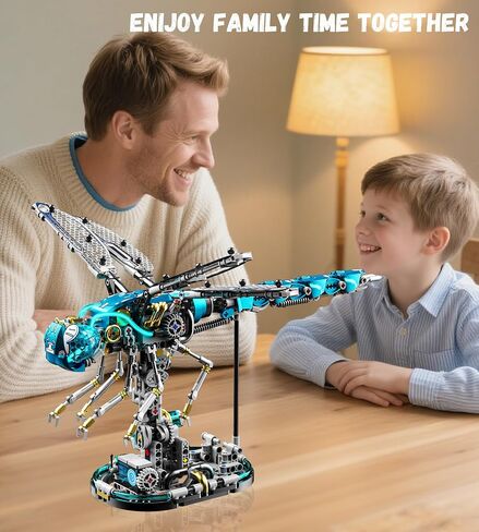 لبنات بناء اليعسوب الميكانيكية للبالغين ، نموذج عالم الحشرات مع مصباح LED وعرضه ، ألعاب STEM التعليمية للمنزل أو المكتب للبالغين (866 ٪) in Saudi Arabia