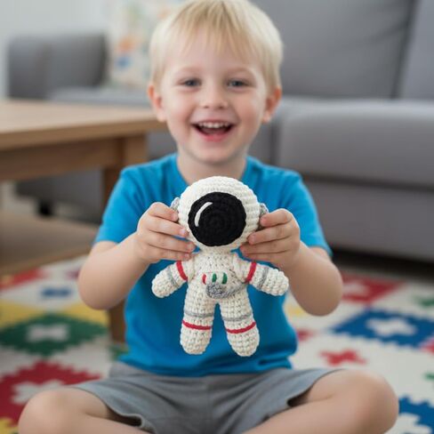 Astronaut Crochet Kit for Advanced or Intermediate Beginner, Amigurumi Crocheting Kit with Step by Step Video Tutorial, Advanced Crochet Kits for Adults, Adult Craft Kits, Extra%40 Yarn in Saudi Arabia