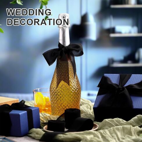 Chiffon Ribbon 1 Inch. 1.5inch, 2inch x 3 Rolls Total 30 Yards Handmade Fringe Chiffon Silk Ribbon for Wrapping Wedding Invitations Bridal Bouquets DIY Crafts Home Decor(Black) in Saudi Arabia