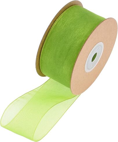 1-1/2 Inch Apple Green Sheer Organza Ribbon, 25 Yards Shimmer Chiffon Ribbon for Gift Wrapping Christmas Tree DIY Crafts Hair Bows Wreath in Saudi Arabia