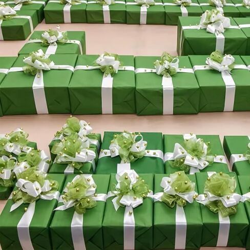 1-1/2 Inch Apple Green Sheer Organza Ribbon, 25 Yards Shimmer Chiffon Ribbon for Gift Wrapping Christmas Tree DIY Crafts Hair Bows Wreath in Saudi Arabia