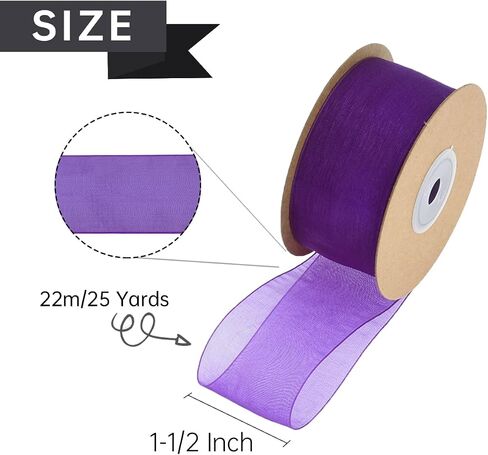 1-1/2 Inch Apple Green Sheer Organza Ribbon, 25 Yards Shimmer Chiffon Ribbon for Gift Wrapping Christmas Tree DIY Crafts Hair Bows Wreath in Saudi Arabia