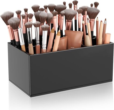 HIIMIEI Clear Makeup Brush Holder Organizer Acrylic 6-Slots Cosmetic Brushes Storage Organizer for Vanity Countertop in Kuwait