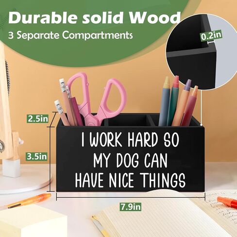 Dog Pen Pencil Holder Gifts for Women Men, Pet Lovers Gifts,I Work Hard So My Dog Can Have Nice Things Wooden Desk Decor Organizer in Saudi Arabia