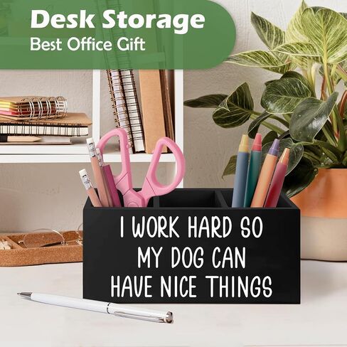 Dog Pen Pencil Holder Gifts for Women Men, Pet Lovers Gifts,I Work Hard So My Dog Can Have Nice Things Wooden Desk Decor Organizer in Saudi Arabia