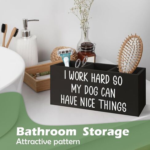 Dog Pen Pencil Holder Gifts for Women Men, Pet Lovers Gifts,I Work Hard So My Dog Can Have Nice Things Wooden Desk Decor Organizer in Saudi Arabia