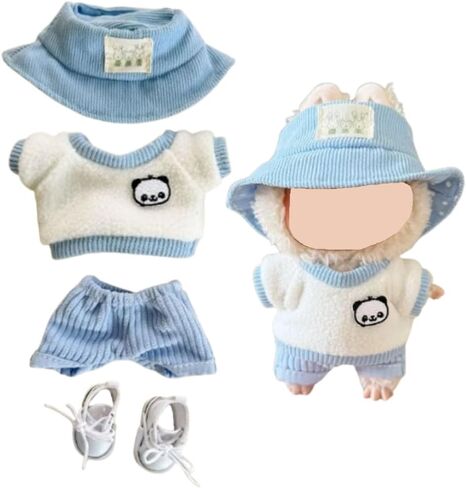Clothes for Labubu Doll,Clothes for Dolls Accessories,Cute Outfit 4 Pieces Set Doll Clothes Compatible with Labubu 15cm&17cm ,Doll Clothing Set Replacement (Blue) in Saudi Arabia