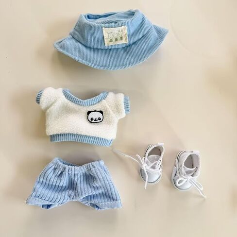 Clothes for Labubu Doll,Clothes for Dolls Accessories,Cute Outfit 4 Pieces Set Doll Clothes Compatible with Labubu 15cm&17cm ,Doll Clothing Set Replacement (Blue) in Saudi Arabia