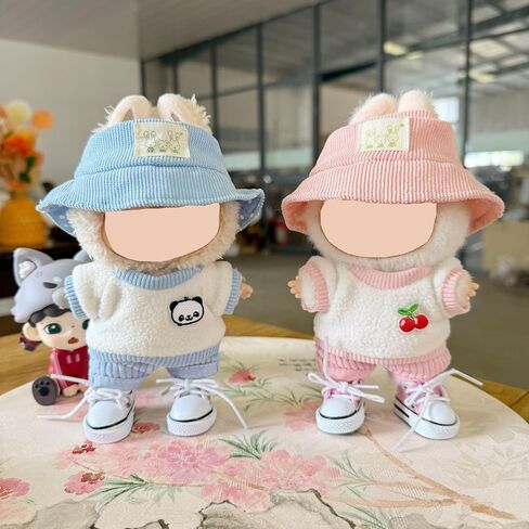 Clothes for Labubu Doll,Clothes for Dolls Accessories,Cute Outfit 4 Pieces Set Doll Clothes Compatible with Labubu 15cm&17cm ,Doll Clothing Set Replacement (Blue) in Saudi Arabia