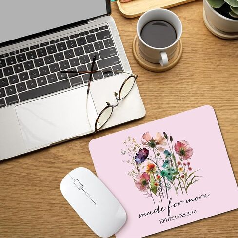 Cute Pink Christian Floral Mouse Pad, Bible Floral Mouse Pad for Computers Laptop Office Work Home, Gifts for Christian Women Girls, 9.4x7.8 Inch in Saudi Arabia