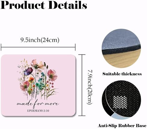 Cute Pink Christian Floral Mouse Pad, Bible Floral Mouse Pad for Computers Laptop Office Work Home, Gifts for Christian Women Girls, 9.4x7.8 Inch in Saudi Arabia