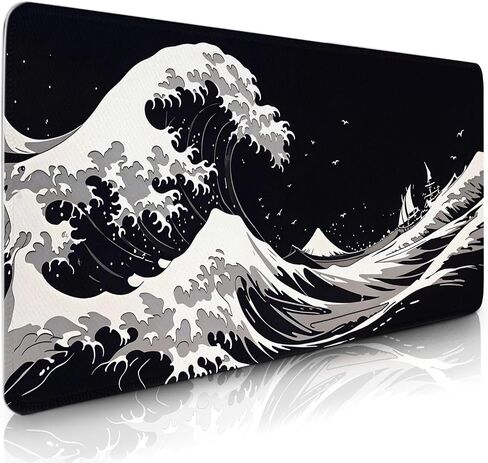 ألعاب لوحة الماوس أنيمي كبيرة ، Dragon Manga mousepad مع حواف خياطة غير قابلة للانزلاق ، حصيرة مكتب لوحة مفاتيح طويلة الكمبيوتر ، حصيرة مكتب ممتدة لسطح المكتب للمكتب المنزلي 11.8 "× 31.4" XL بالأبيض والأسود in Kuwait