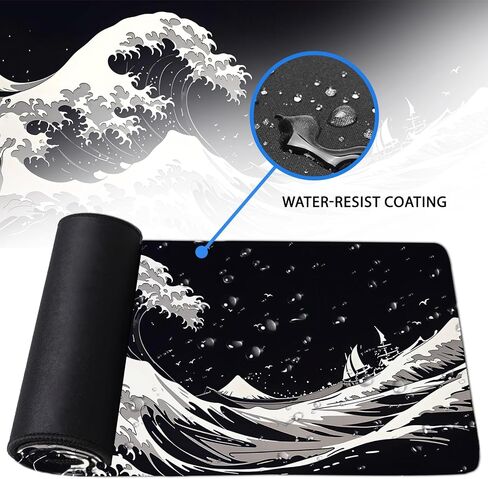 ألعاب لوحة الماوس أنيمي كبيرة ، Dragon Manga mousepad مع حواف خياطة غير قابلة للانزلاق ، حصيرة مكتب لوحة مفاتيح طويلة الكمبيوتر ، حصيرة مكتب ممتدة لسطح المكتب للمكتب المنزلي 11.8 "× 31.4" XL بالأبيض والأسود in Kuwait