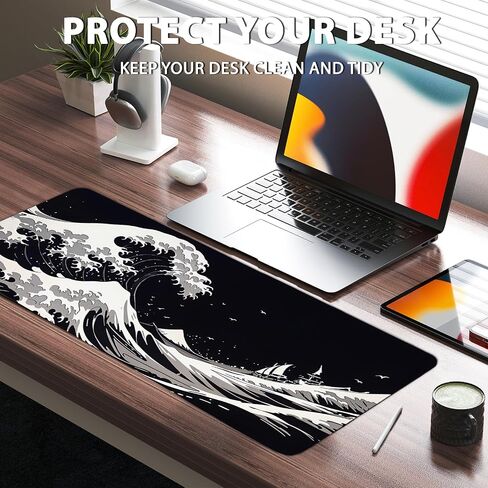 ألعاب لوحة الماوس أنيمي كبيرة ، Dragon Manga mousepad مع حواف خياطة غير قابلة للانزلاق ، حصيرة مكتب لوحة مفاتيح طويلة الكمبيوتر ، حصيرة مكتب ممتدة لسطح المكتب للمكتب المنزلي 11.8 "× 31.4" XL بالأبيض والأسود in Kuwait
