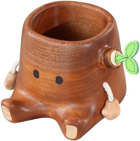 Stump Pen Holder – Handcrafted Desktop Elf Organizer, Cute Fairy Tale-Inspired Solid Wood Desk Accessory for Stationery, Makeup Decor in Saudi Arabia