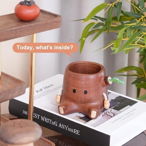 Stump Pen Holder – Handcrafted Desktop Elf Organizer, Cute Fairy Tale-Inspired Solid Wood Desk Accessory for Stationery, Makeup Decor in Saudi Arabia