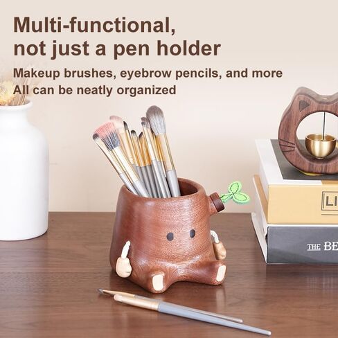 Stump Pen Holder – Handcrafted Desktop Elf Organizer, Cute Fairy Tale-Inspired Solid Wood Desk Accessory for Stationery, Makeup Decor in Saudi Arabia