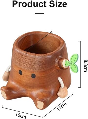 Stump Pen Holder – Handcrafted Desktop Elf Organizer, Cute Fairy Tale-Inspired Solid Wood Desk Accessory for Stationery, Makeup Decor in Saudi Arabia