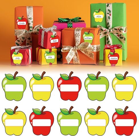 180 Pcs Back to School Name Tag Stickers Colored Apples Shape Nameplates Red Yellow Green Self-Adhesive Label Decals for Students Desk Classroom in Saudi Arabia
