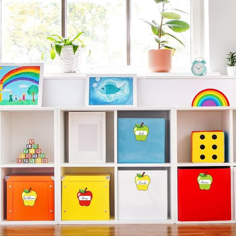 180 Pcs Back to School Name Tag Stickers Colored Apples Shape Nameplates Red Yellow Green Self-Adhesive Label Decals for Students Desk Classroom in Saudi Arabia