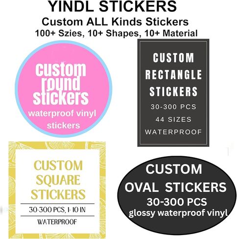 Custom 5 in Round Stickers Labels, 30-300 pcs, Glossy Waterproof Vinyl Stickers, Upload Your Design in Saudi Arabia