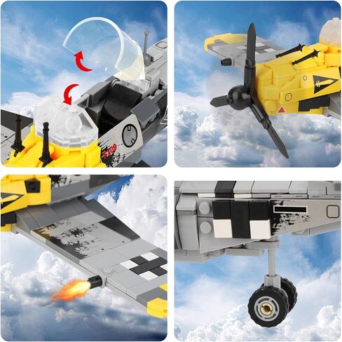 Military Spitfire Fighter Plane Jet Building Set - Compatible with Lego Plane, Gift for Boys Age 6+ and WW2 Military SetCollectors & Enthusiasts in Saudi Arabia