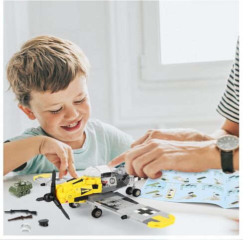 Military Spitfire Fighter Plane Jet Building Set - Compatible with Lego Plane, Gift for Boys Age 6+ and WW2 Military SetCollectors & Enthusiasts in Saudi Arabia