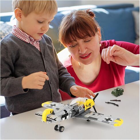 Military Spitfire Fighter Plane Jet Building Set - Compatible with Lego Plane, Gift for Boys Age 6+ and WW2 Military SetCollectors & Enthusiasts in Saudi Arabia
