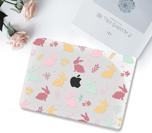 MOSISO Compatible with MacBook Air 13 inch Case 2025 2024 2023 2022 M4 A3240 M3 A3113 M2 A2681, Plastic Hard Shell&Keyboard Cover&Screen Film for MacBook Air 13.6 inch Case, Colorful Rabbits in Saudi Arabia
