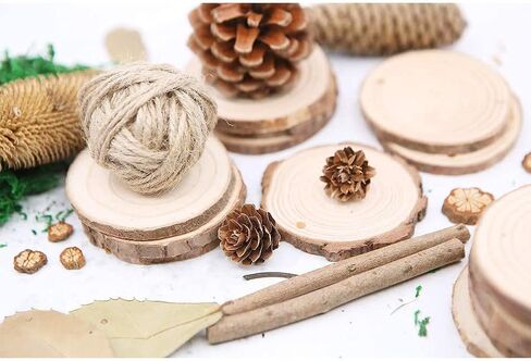 30 Pcs Natural Wood Hanging Slices Round Wooden Discs Unfinished Wood Circles Wooden Christmas Tree Ornaments with Holes and 10m Twine in Saudi Arabia