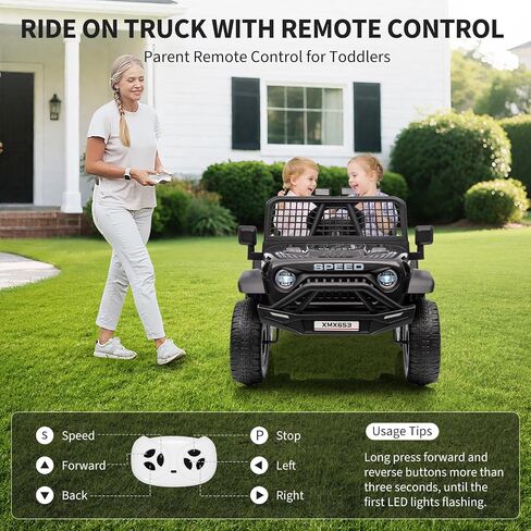 12V Kids Ride on Car Truck, Kids Electric Vehicles Car Ride on Toy Extra Wide Seat and Legroom for Toddlers with Remote Control, 3 Speeds,LED Light,Music,USB for Children 3-6 Years, Pink in Saudi Arabia